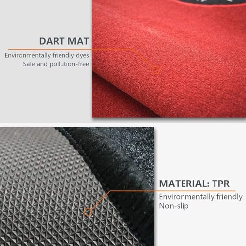 Rubber Darts Board Mat, Non Slip Dart Carpet with Throwing Lines, Professional Dart Floor Mat Soundproof Floor Protector for Dart Game(Black)