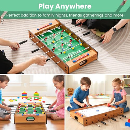 KOTEK 2-in-1 Multi Game Table, 27" Table Top Game Set with Foosball & Table Hockey, Wooden Combo Game Table for Home, Game Room, Family Game Night, Arcades, Bars, Parties