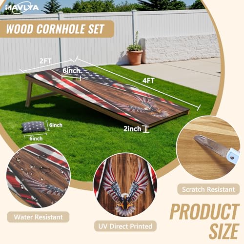 Cornhole Board Set,Corn Hole Games for Adults Outdoor,2X4FT Solid Wood Regulation Cornhole Boards with 8 Cornhole Beans Bags & Carry Case - style: Flying Eagle