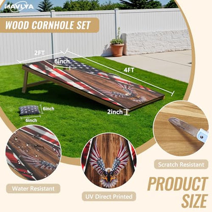 Cornhole Board Set,Corn Hole Games for Adults Outdoor,2X4FT Solid Wood Regulation Cornhole Boards with 8 Cornhole Beans Bags & Carry Case - style: Flying Eagle