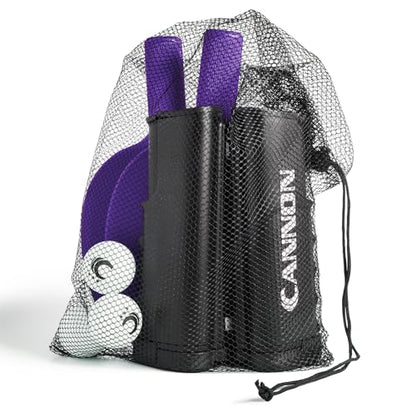 Cannon Sports Table Tennis Set – 2 Unbreakable Paddles, 6 3-Star Balls, Retractable Net & Carry Bag – Clamp-On Portable Ping Pong Net Fits Tables up to 2 Inch Thick, Extends to 6 Feet - color: Purple
