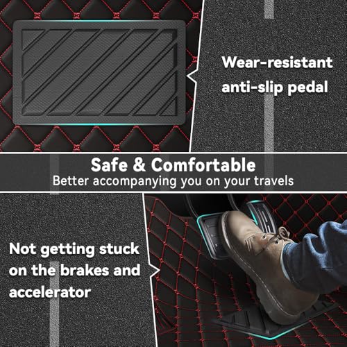 Car Floor Mats Fit for Dodge Dart 2013-2016 All Weather Durability Leather Car Floor Mats, Skidproof Pedal, Waterproof, Wear-reistant(Black Red) - color: Black Red