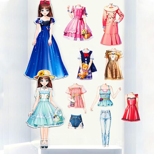 Magnetic Dress Up Paper Doll,Magnet Princess Dress Up Dolls for Girls Ages 4-7 Kids,Travel Activities Road Trip Car Ride Interactive Learning Created Imagine Set Birthday Gift (G Set) - color: G Set