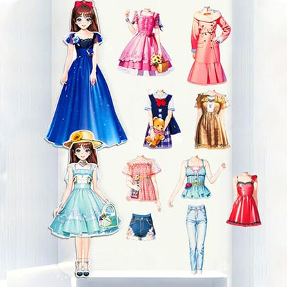 Magnetic Dress Up Paper Doll,Magnet Princess Dress Up Dolls for Girls Ages 4-7 Kids,Travel Activities Road Trip Car Ride Interactive Learning Created Imagine Set Birthday Gift (G Set) - color: G Set