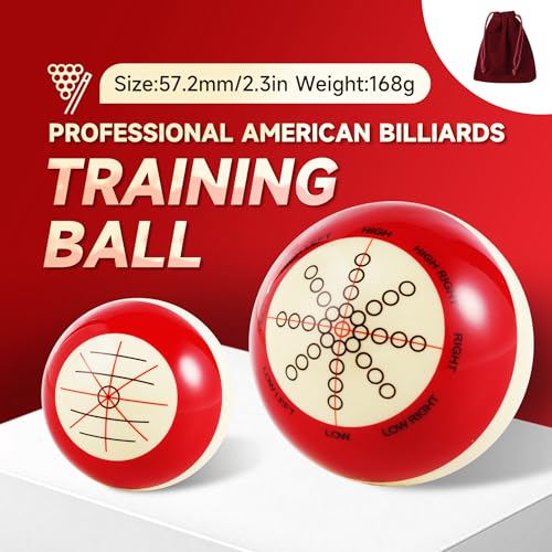 MONSKY Training Cue Ball Billiards, Practice Trainer Artifact Profession Resin Standard Practice American Billiards Eight Balls 57.2mm/2.3in Diameter with Bag