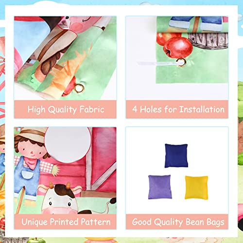 Farm Animal Bean Bag Toss Game, Bean Bag Toss Game, Pink Animal Print Banner with 3 Bean Bags for Outdoor Indoor Games Family Activity Birthday Party Decorations Supplies