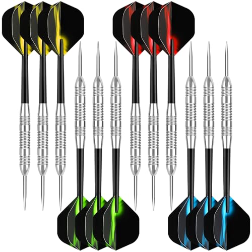 Accmor Darts Metal Tip Set, 12 Pack Steel Tip Darts Darts Set, 24 Grams Professional Metal Darts - color: Silver Fire