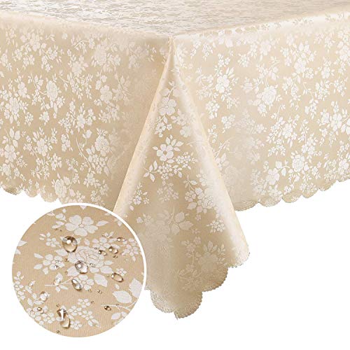 Smiry Rectangle Table Cloth, Waterproof Heavy Duty Vinyl Tablecloths, Wipeable Washable Table Cover for Kitchen and Dining Room (Beige, 54" X 108") - color: Beige, size: 54 in x 108 in