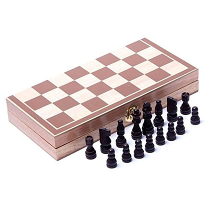 BlueSnail 15" Classic Vintage Standard Folding Wooden Chess Set, Foldable Games Board Crafted Carved