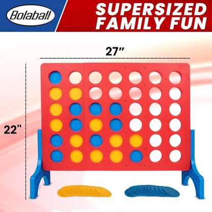 Bolaball Extra Large Giant 4 in a Row Outdoor Board Game | Giant Family Fun Lawn & Yard Games | Jumbo Outside Game for Adults & Family | Backyard Carnival Holiday Picnic Party Big Patio Games