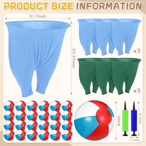 Granny Pants Outdoor Game, Hilarious Inflatable Ball Relay Set with Granny Giant Stretchy Pants, Balls and Pump, Team Relay Family Reunion Party Field Game Set - color: Warm