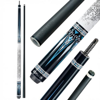KONLLEN Carbon Fiber Pool Cue Stick 58-inch Professional Pool Sticks for Adults Full Carbon Technology Low Deflection Pool Cue Billiard Cues with 12.5mm Tip (Easy to Control, Pro Taper, Ultra-Smooth) - color: 002 white blue