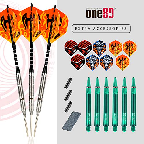 ONE80 90% VHD Steel Tip Tungsten Dart, Professional Barrel Style with Extra Flights, Shafts and Sharpener Gift Box Packaging - style: H-20g