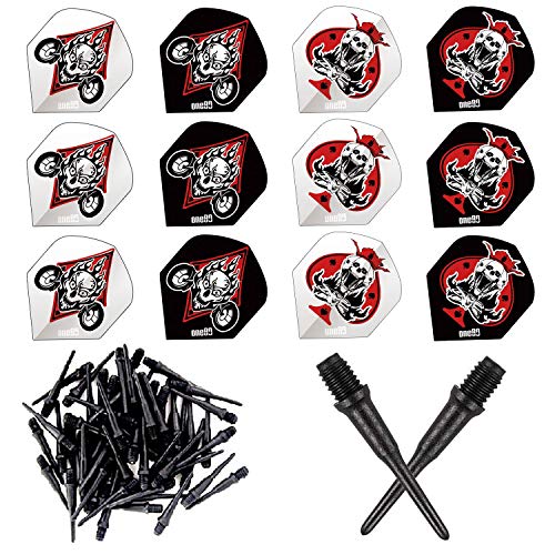 ONE80 Matt Black Soft Tips Replacement Dart Point 2BA Thread - 6 Pcs Durable Extra Thick Dart Flight