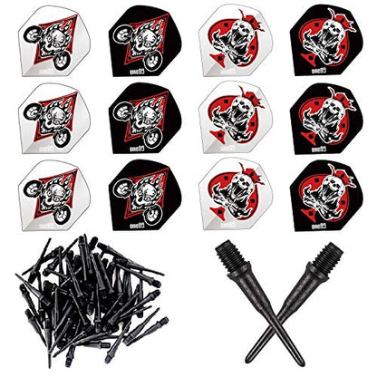 ONE80 Matt Black Soft Tips Replacement Dart Point 2BA Thread - 6 Pcs Durable Extra Thick Dart Flight