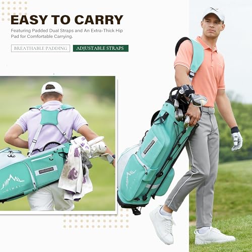 uniHimal Lightweight 7-Way Golf Stand Bag for Men & Women | Carry Bag, Multiple Pockets, Dual Straps - color: Green