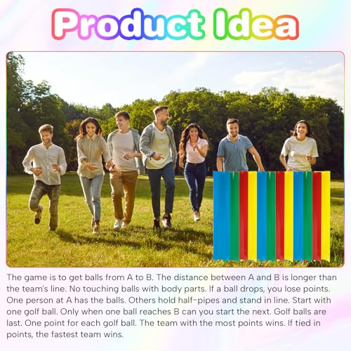 Team Building Games Activities, Pipeline Kit Group Games, Ice Breaker, Teamwork Games, Field Day Outdoor Youth Sports - size: Pack of 1, style: 8 Pcs Half Pipes & 2 Golf Balls, Standard Thickness