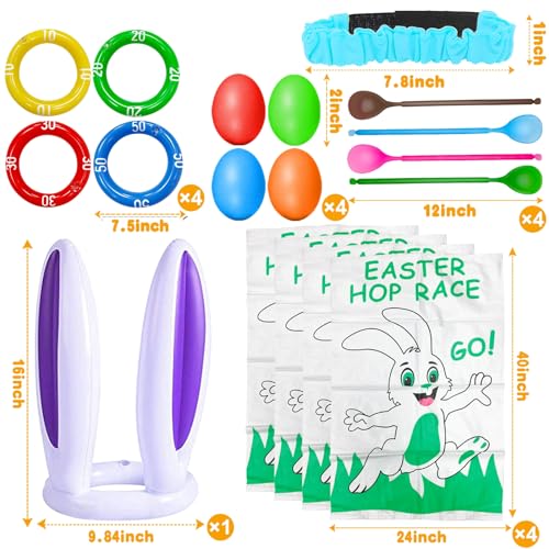 19 Pack Carnival Outdoor Games for Kid Family Party, Potato Sack Race Bags, Egg Spoon Relay Race, 3-Legged Race Bands, Ring Toss Games Fun for Yard Lawn School Field Day Birthday Party Family Events
