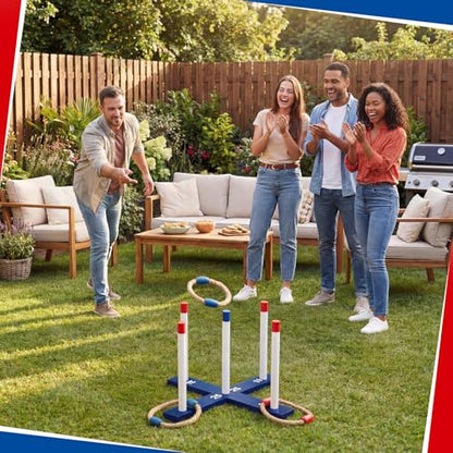 Soulchen Ring Toss Game for Adult Outdoor Yard Game with Six Rings Portable Carry Bag Patriotic Independence Day for Lawn Backyard Beach Camping Picnic Celebration