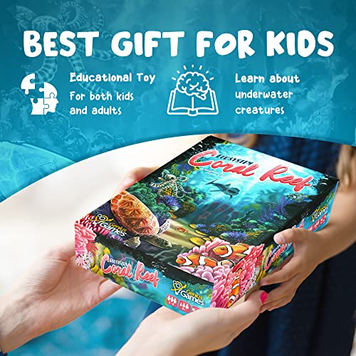 Genius Games Ecosystem: Coral Reef - A Mensa Recommended Family Card Game About Aquatic Animals, Their Habitats & Food Chain | A Light Educational Marine Biology Board Game for Kids and Families - style: Ecosystem Coral Reef