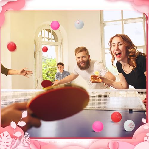 Soulchen 24 Pcs Valentines Day Table Tennis Balls Bulk 40 mm Heart Table Tennis Ball Red Pink White Valentines Funny Novelty Toys Accessories for Beer Game Birthday Gift Party Decorations - style: Letter