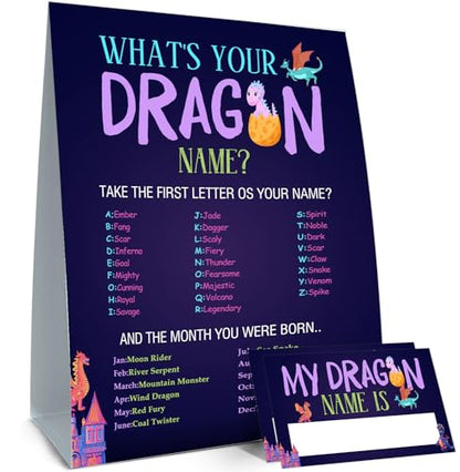 Dragon Birthday Party Decorations-Birthday Party Games,Dragon Theme Birthday Party Sign,Baby Shower Decorations,Birthday Party Game,Baby Shower Games,What's your Dragon Name - style: Dragon 2