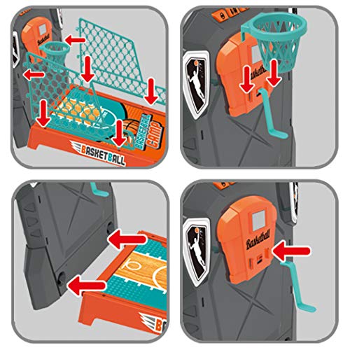 Basketball Shooting Game Toy, Desktop Table Basketball Games Set with Basketball Court, Move Basket, Light and Score Fun Sports Novelty Toy for Birthday Gifts