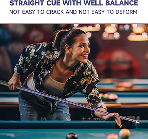 GSE Games & Sports Expert 58" 2-Piece Fiberglass Graphite Composite Billiard Pool Cue Sticks (Several Colors Available, Weight from 18oz, 19oz, 20oz, 21oz) - color: Multi Matte Colors, style: set of 4