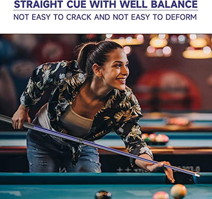 GSE Games & Sports Expert 58" 2-Piece Fiberglass Graphite Composite Billiard Pool Cue Sticks (Several Colors Available, Weight from 18oz, 19oz, 20oz, 21oz) - color: Multi Matte Colors, style: set of 4