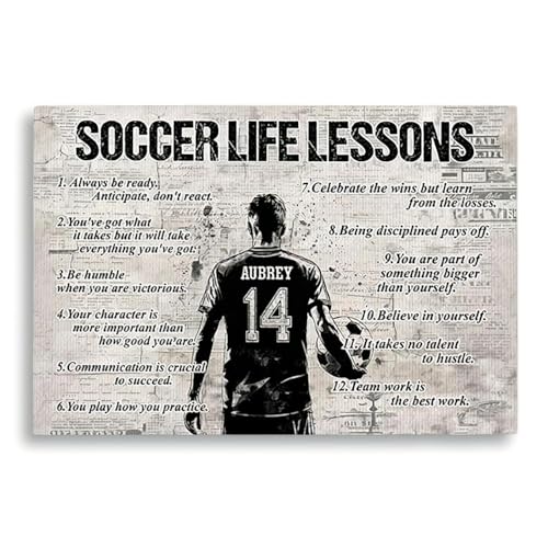 Personalized Soccer Life Lessons Canvas, Custom Soccer Poster Print, Motivational Soccer Gift For Girls, Women, Soccer Players - color: Design 02