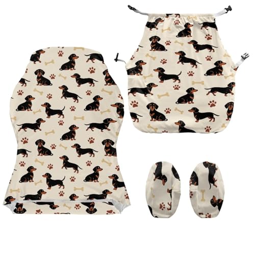 Dachshund Dog Paw Bone Print Gaming Chair Covers Slipcovers, Stretchable Elastic Computer Reclining Gaming Chair Seat Cover with Armrest Covers for Dormitories Study - color: Dachshund Dog Paw Bone