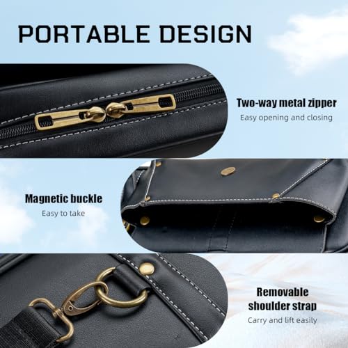 KONLLEN 2x4 Hard Pool Cue Case – Professional Billiards Cue Case for 2 Butts & 4 Shafts, Durable Hard Shell Cue Bag with Adjustable Shoulder Strap, Large Storage Pockets - color: 3x4-PU