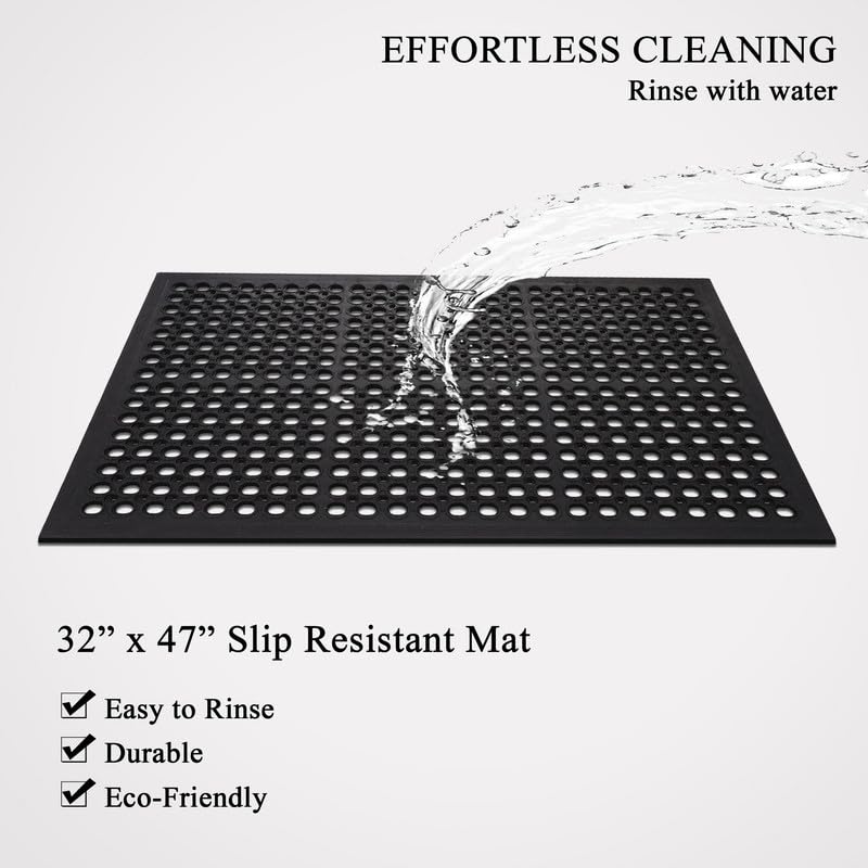 A1HC New All Purpose Anti Fatigue Versatile Rubber Floor Non-Slip Mat with Drain Holes, Perfect as Workplace Mat, Restaurant Kitchen Mat, Commercial Utility Garage Floor Mat - 36" x 60" (3 Pack) - size: 3 Pack - 60"L x 36"W x 0.6"Th