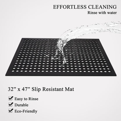 A1HC New All Purpose Anti Fatigue Versatile Rubber Floor Non-Slip Mat with Drain Holes, Perfect as Workplace Mat, Restaurant Kitchen Mat, Commercial Utility Garage Floor Mat - 36" x 60" (3 Pack) - size: 3 Pack - 60"L x 36"W x 0.6"Th