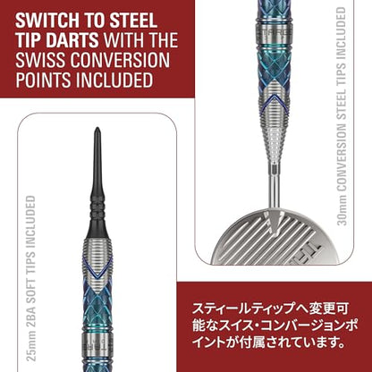 Target Japan Kaze Series Ceros Soft Darts with K-Flex, 18g/19g (01/02/03) | 90% Tungsten Dart Set, K-Flex Flights and Shafts, 2BA Pixel Points, Steelpoint Conversion Points, Storage Case - style: Barrel 03 (19G)
