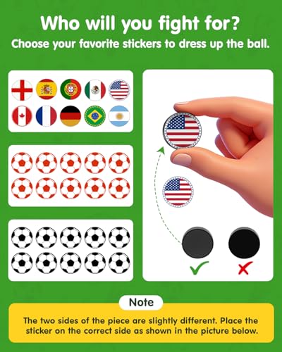 Sling Puck Game – Fast Slingshot Board Game with Soccer Theme Panel – Includes 10 Country Stickers + Soccer Ball Stickers for Pucks – 2 Player Tabletop Hockey Family Night – Kids Games Ages 3+