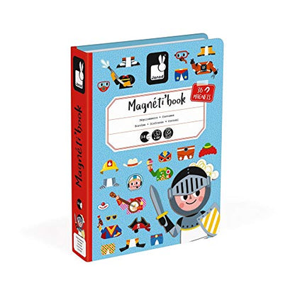 Janod - MagnetiBook 45 pc Magnetic Boys Costumes Dress Up Game - Travel Entertainment - Encourages Imaginative Play - Boosts Creativity and Confidence - Enhances Fine Motor Skills - style: Boys Costumes