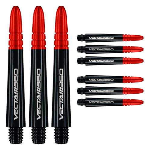 Winmau Dart Shaft - Vecta Blade360 Polycarbonate Dart Stems - 1 Set per Pack (3 Darts Shafts in Total) - Professional Darts Accessories - Black & Red Blade360 Intermediate Shafts