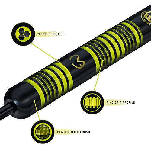 Winmau Michael Van Gerwen MvG Ambition Brass Steeltip Darts Set 22g with MvG Flights and Nylon Shafts (Stems)