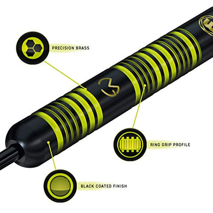Winmau Michael Van Gerwen MvG Ambition Brass Steeltip Darts Set 22g with MvG Flights and Nylon Shafts (Stems)