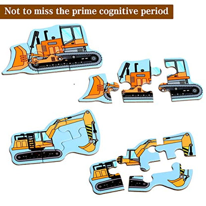 Magnetic Puzzles for Kids Ages 3-5, Travel Toddler Puzzles Ages 4-6 Year, Excavator Refrigerator Magnet for Kids Learning Gift for Road Trip, Activities Toys for 3 4 5 6 Year Old Boys Birthday Gifts - style: Engineering vehicle