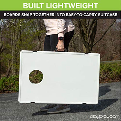 Play Platoon All Weather Cornhole Set with Two Portable Plastic Cornhole Boards and 8 Bean Bags