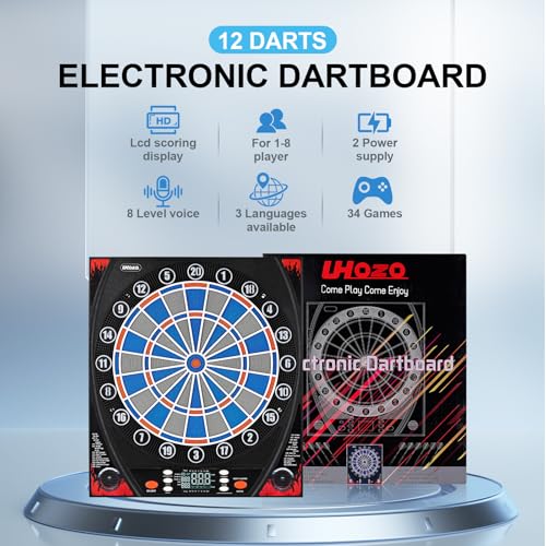 Electronic Dartboard, Dual Speakers with Automatic Voice Announcing Score, High Definition LCD Display, Includes 12 Soft Tip Darts, Suitable for Family Gatherings Bar Entertainment - style: asic style