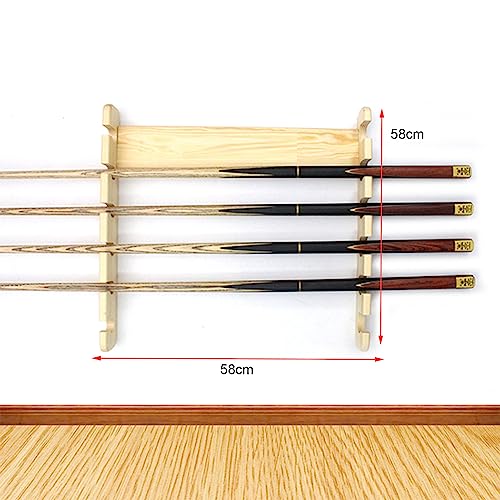 Wooden 6-Stick Pool Wall Mounted Cue Rack, Billiard Cue Holder, Horizontal Pool Organizer, Brown, 58*58cm, Classic Style, Playroom Essentials - color: Wood Color