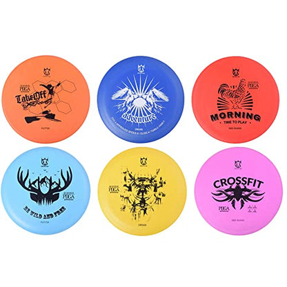 CROWN ME Disc Golf Starter Set,Disc Golf Set with 6 Discs, 1 Marker,1 Towel and Starter Disc Golf Bag Fairway Driver - color: Blue