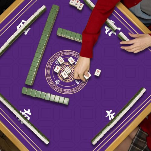 Mahjong Mat, Non-Slip Noise Reducing Game Mat, 31.5 Inch Mahjong Table Mat,Mahjong Mat with Cloth Bag and Carton Storage,Suitable for Mahjong, Dominoes, Solitaire and Other Games. (Purple) - color: Purple