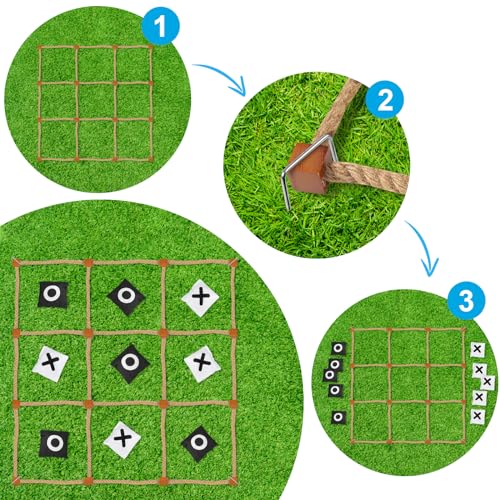 Giant Tic Tac Toe Outdoor Games, 4ft x 4ft Bean Bag Toss Outdoor for Kids, Giant Yard for Adults, Jumbo Large Wooden Tic Tac Toss, Backyard Lawn Camping Game