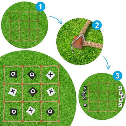 Giant Tic Tac Toe Outdoor Games, 4ft x 4ft Bean Bag Toss Outdoor for Kids, Giant Yard for Adults, Jumbo Large Wooden Tic Tac Toss, Backyard Lawn Camping Game