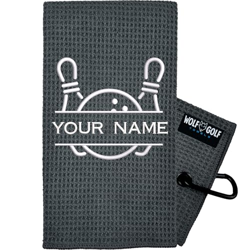 Personalized Custom Bowling Towel - Bowling Accessories for Men & Women - Gift Idea - color: Gray - Personal