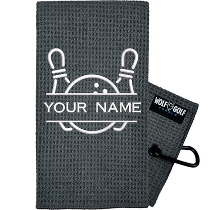 Personalized Custom Bowling Towel - Bowling Accessories for Men & Women - Gift Idea - color: Gray - Personal
